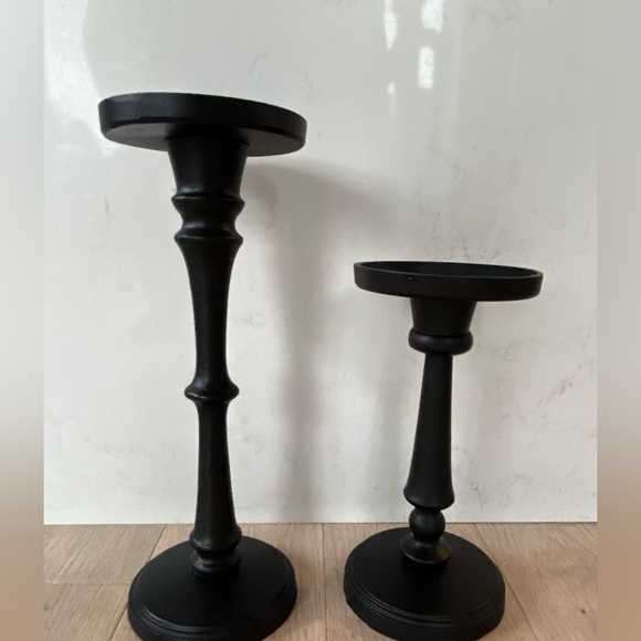 Potterybarn Metal Black Pillar Candle Holders ( pillar or taper) - Picture 2 of 11